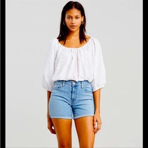 Levi’s White Floral Embroidered Blouse